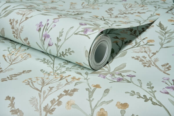 Laverne Aquamarine Wildflowers Wallpaper