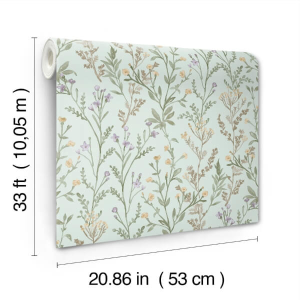 Laverne Aquamarine Wildflowers Wallpaper