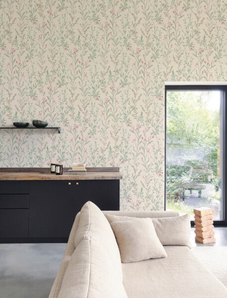 Laverne Blush Wildflowers Wallpaper