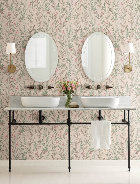 Laverne Blush Wildflowers Wallpaper