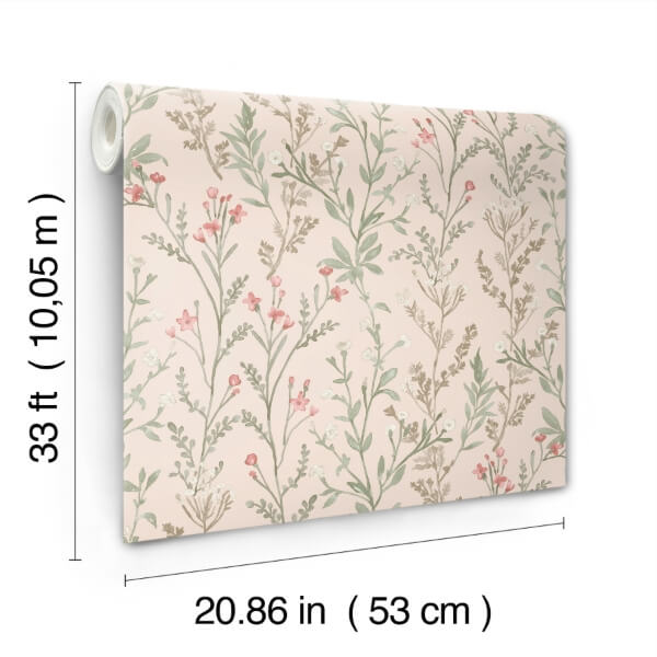 Laverne Blush Wildflowers Wallpaper
