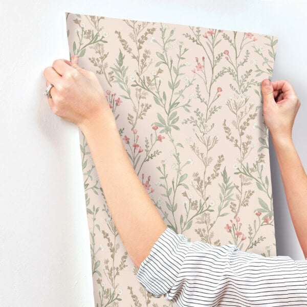 Laverne Blush Wildflowers Wallpaper