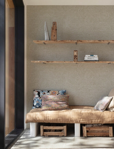 Harrison Pewter Swirling Geometric Wallpaper
