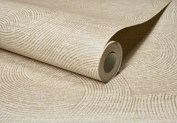Harrison Taupe Swirling Geometric Wallpaper