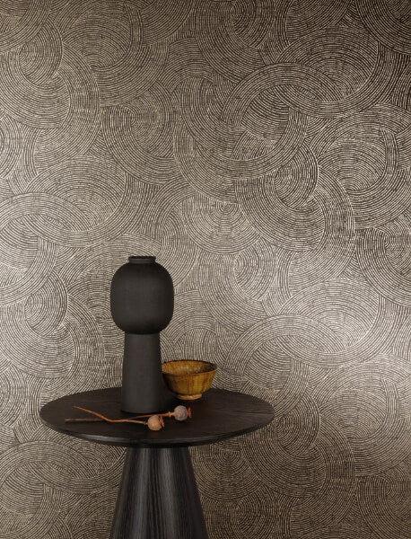 Harrison Charcoal Swirling Geometric Wallpaper