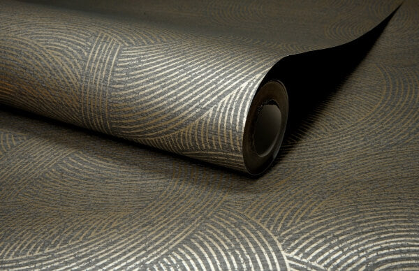 Harrison Charcoal Swirling Geometric Wallpaper