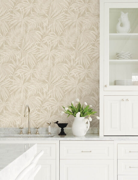 Sonny Beige Fronds Wallpaper