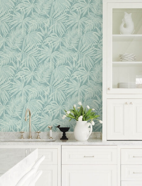 Sonny Light Blue Fronds Wallpaper