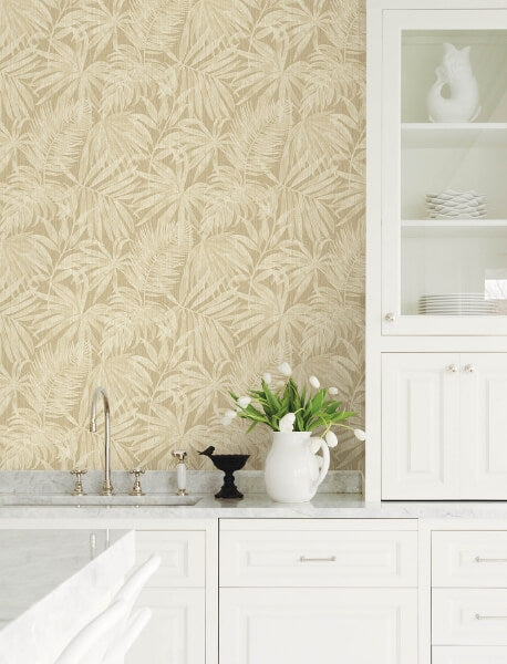 Sonny Light Brown Fronds Wallpaper
