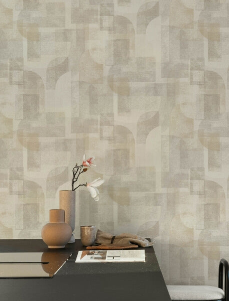 Cassandra Taupe Block Geometric Wallpaper