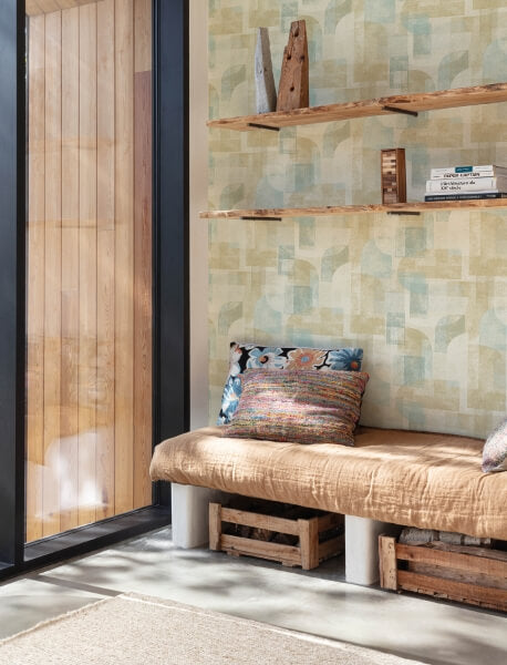 Cassandra Teal Block Geometric Wallpaper