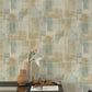 Cassandra Teal Block Geometric Wallpaper