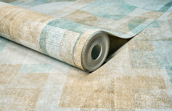 Cassandra Teal Block Geometric Wallpaper