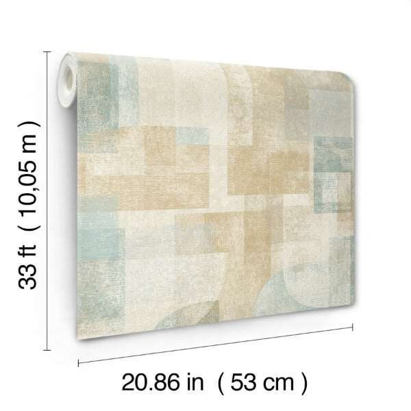 Cassandra Teal Block Geometric Wallpaper