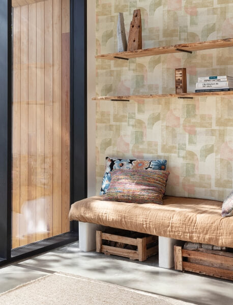 Cassandra Brown Block Geometric Wallpaper