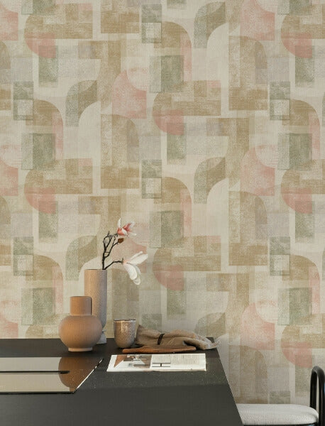 Cassandra Brown Block Geometric Wallpaper