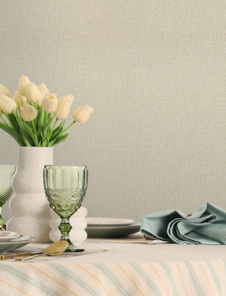 Sonia Beige Faux Linen Wallpaper