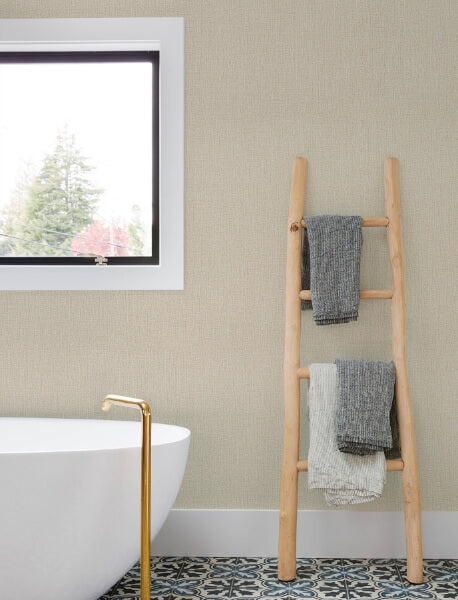 Sonia Beige Faux Linen Wallpaper