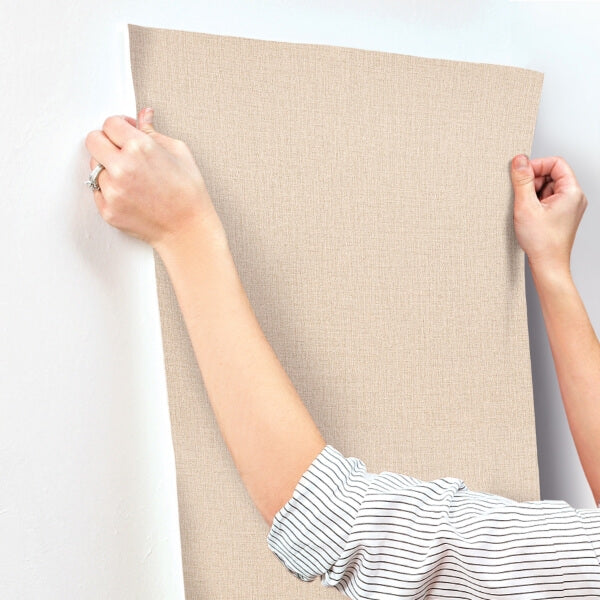 Sonia Beige Faux Linen Wallpaper