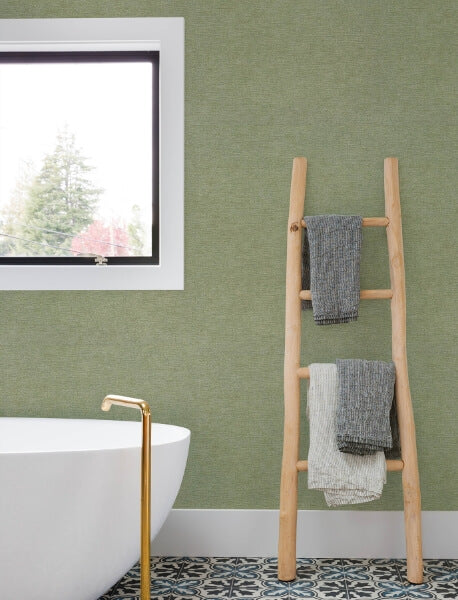 Tansy Green Distressed Wallpaper