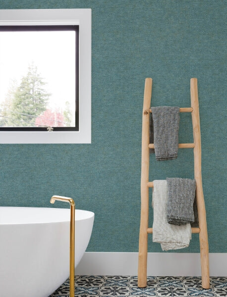 Tansy Teal Distressed Wallpaper
