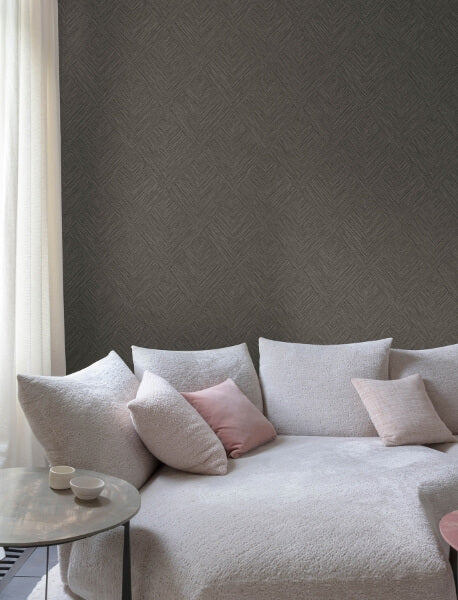 Hollis Charcoal Textured Diamond Wallpaper