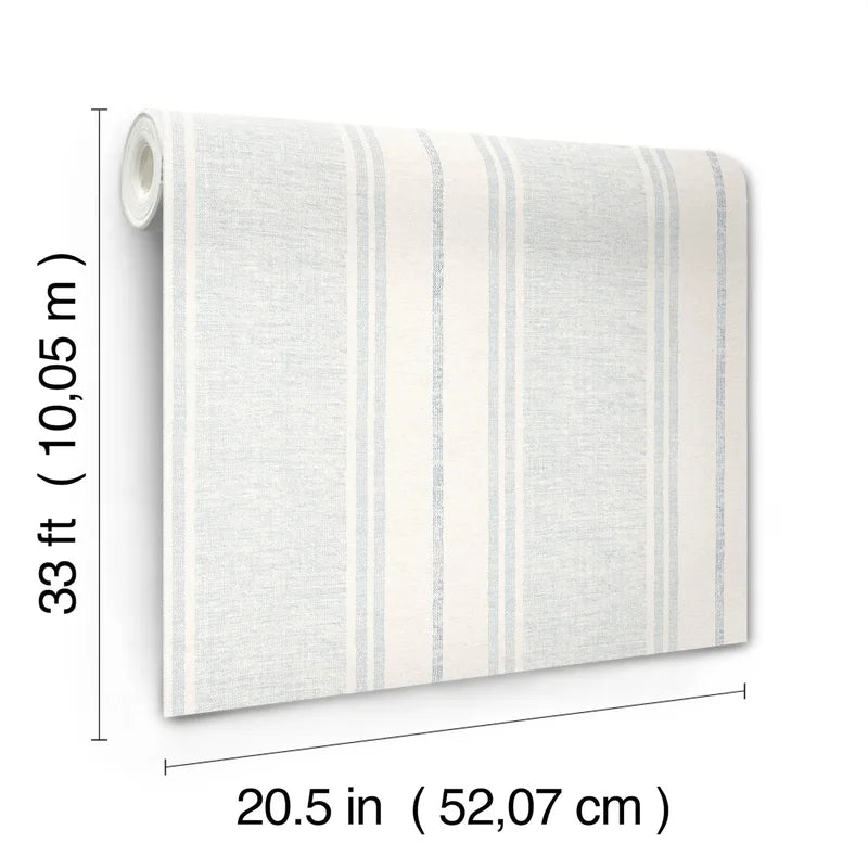 Maddox Sky Blue Flannel Stripe Wallpaper