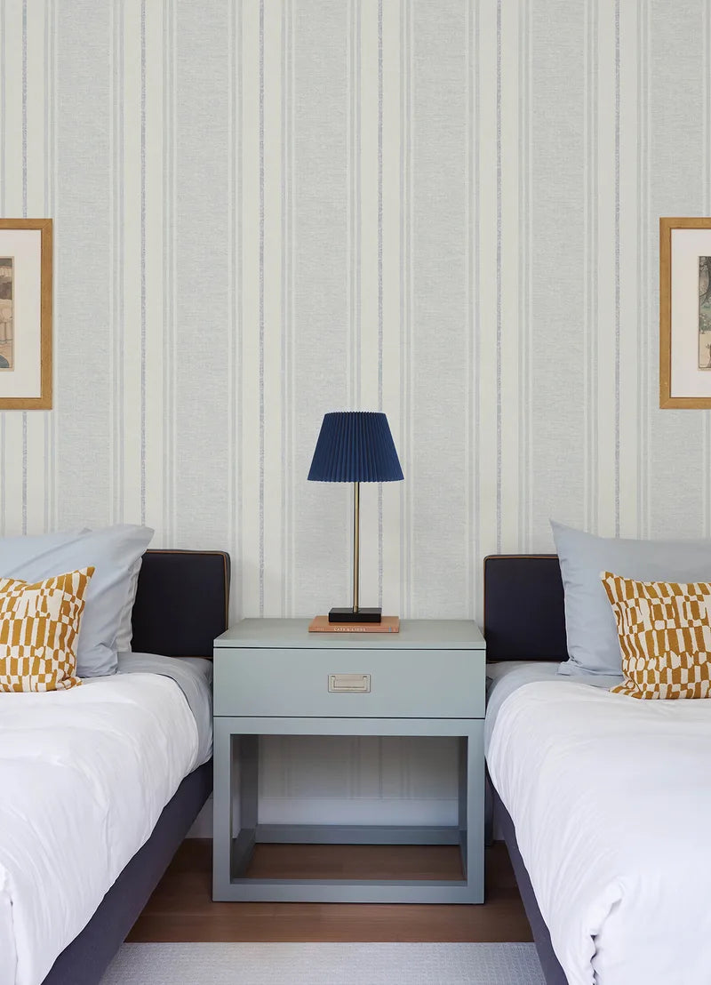 Maddox Sky Blue Flannel Stripe Wallpaper