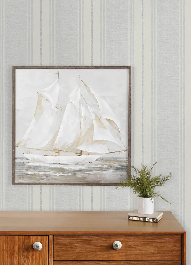 Maddox Sky Blue Flannel Stripe Wallpaper