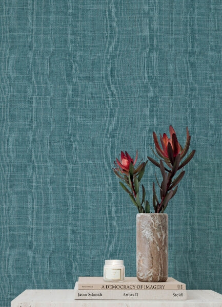 Alba Turquoise Open Weave Wallpaper