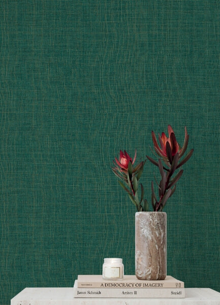 Alba Evergreen Open Weave Wallpaper