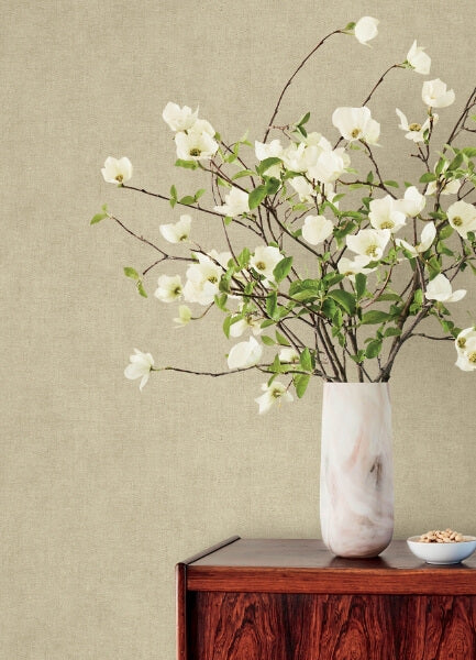 Nuovo Taupe Faux Linen Wallpaper