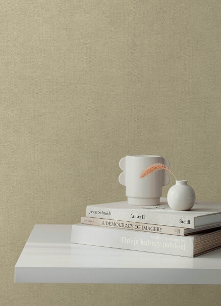 Nuovo Khaki Faux Linen Wallpaper