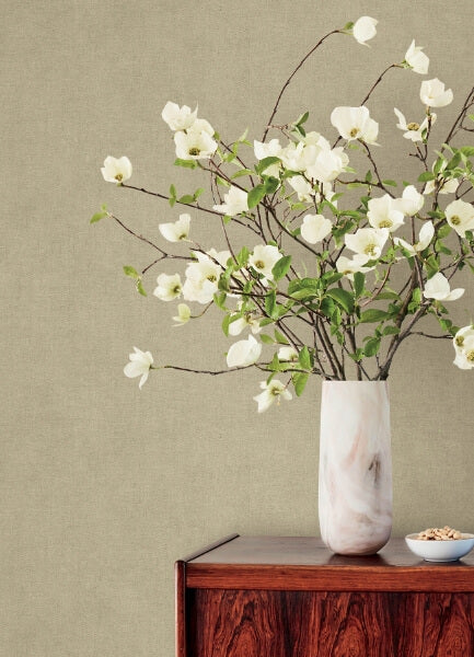 Nuovo Khaki Faux Linen Wallpaper