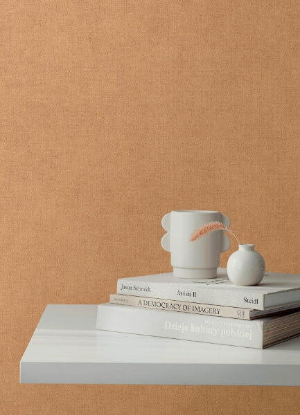 Nuovo Apricot Faux Linen Wallpaper