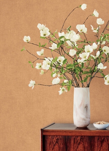 Nuovo Apricot Faux Linen Wallpaper