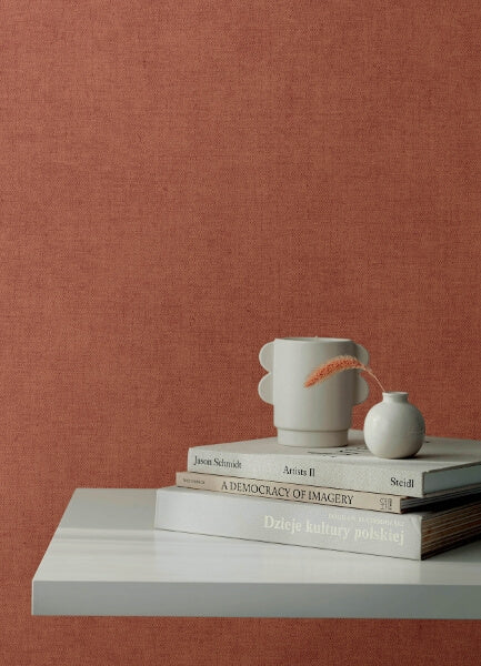 Nuovo Rust Faux Linen Wallpaper
