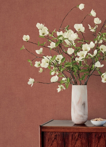 Nuovo Rust Faux Linen Wallpaper