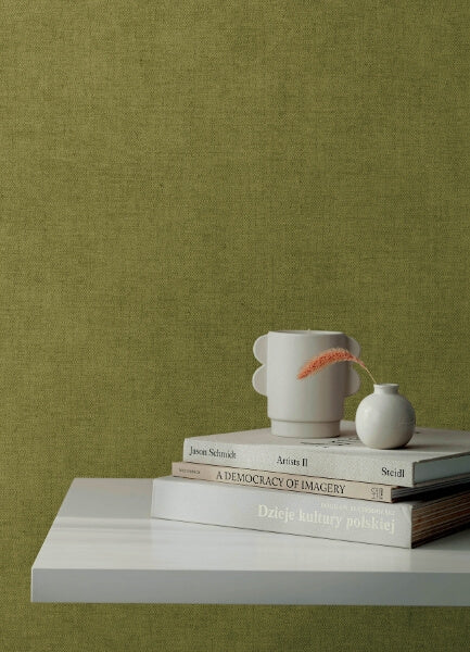 Nuovo Chartreuse Faux Linen Wallpaper