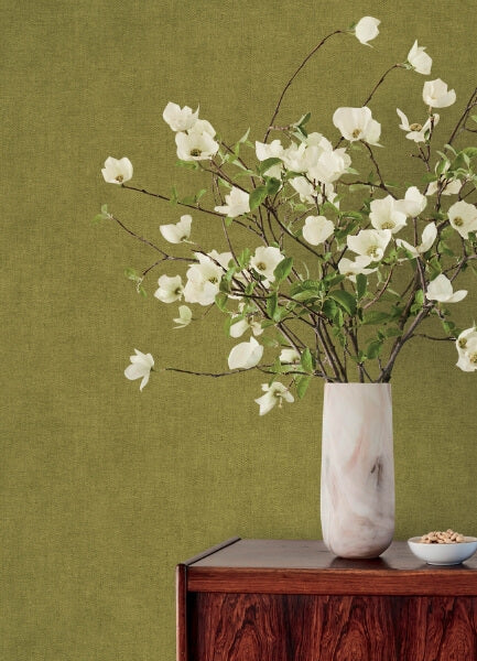 Nuovo Chartreuse Faux Linen Wallpaper