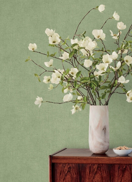 Nuovo Light Green Faux Linen Wallpaper