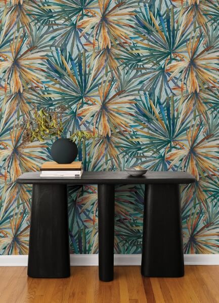 Corifa Sea Green Palm Leaf Wallpaper
