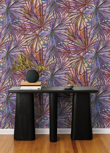 Corifa Purple Palm Leaf Wallpaper