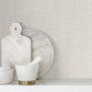 Beau Light Grey Faux Fabric Wallpaper