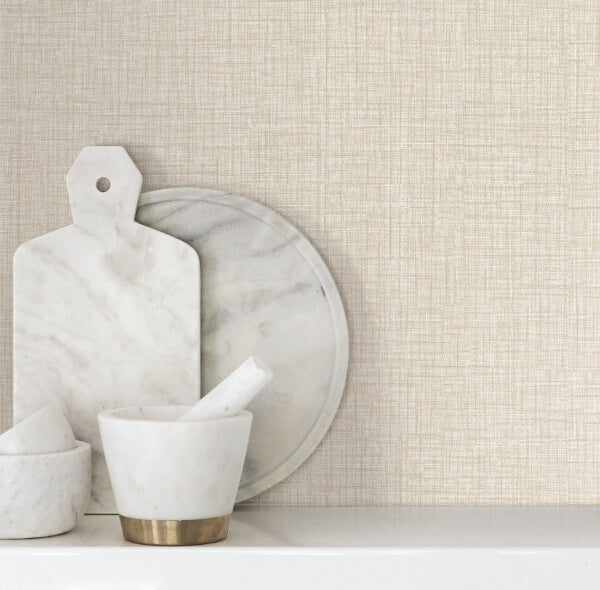 Beau Light Brown Faux Fabric Wallpaper