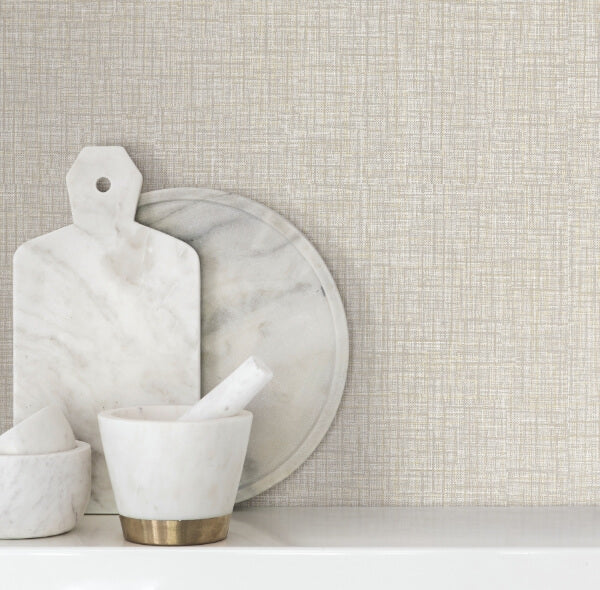 Beau Grey Faux Fabric Wallpaper