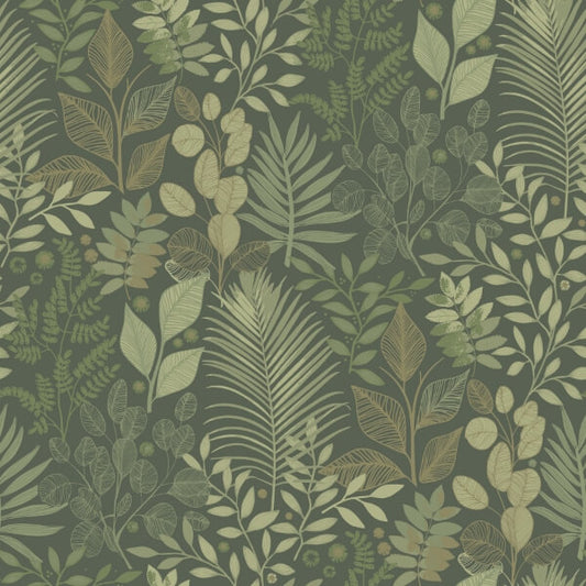 Ängslycka Dark Green Forest Botanicals Wallpaper