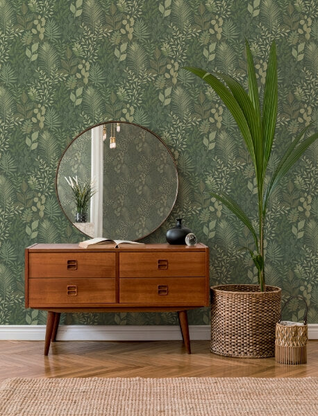 Ängslycka Dark Green Forest Botanicals Wallpaper