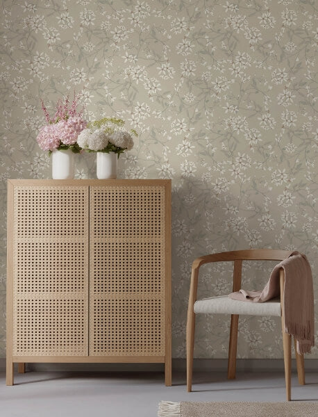 Paradis Grey Bouquet Toss Wallpaper