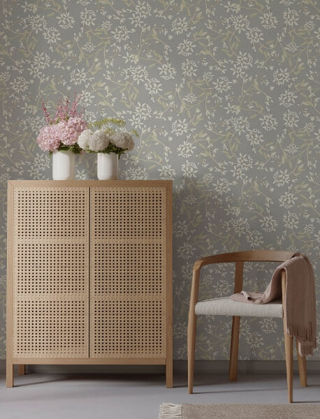 Paradis Slate Bouquet Toss Wallpaper